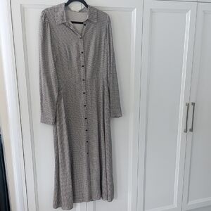 Chic Long Sleeve Patterned Maxi Dress